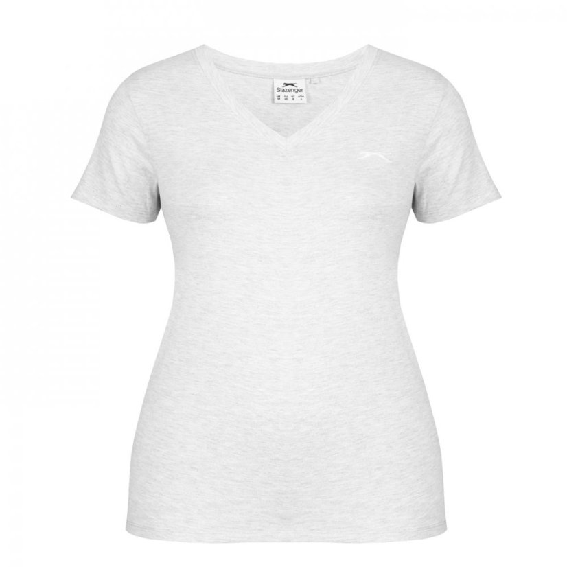 Slazenger V Neck T Shirt Ladies Ice Grey Marl