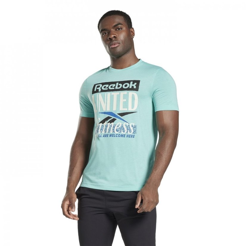 Reebok Fitness Logo T-Shirt Mens Classic Teal