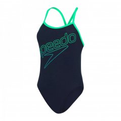 Speedo Hyperboom Turnback Swimsuit Womens Blue/Green