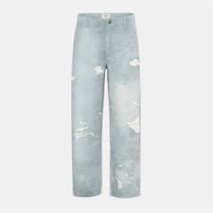 Firetrap Print Jeans Mens Blue Distressed