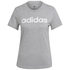 adidas Essentials Slim Logo Womens T Shirt GreyHeather/Wht