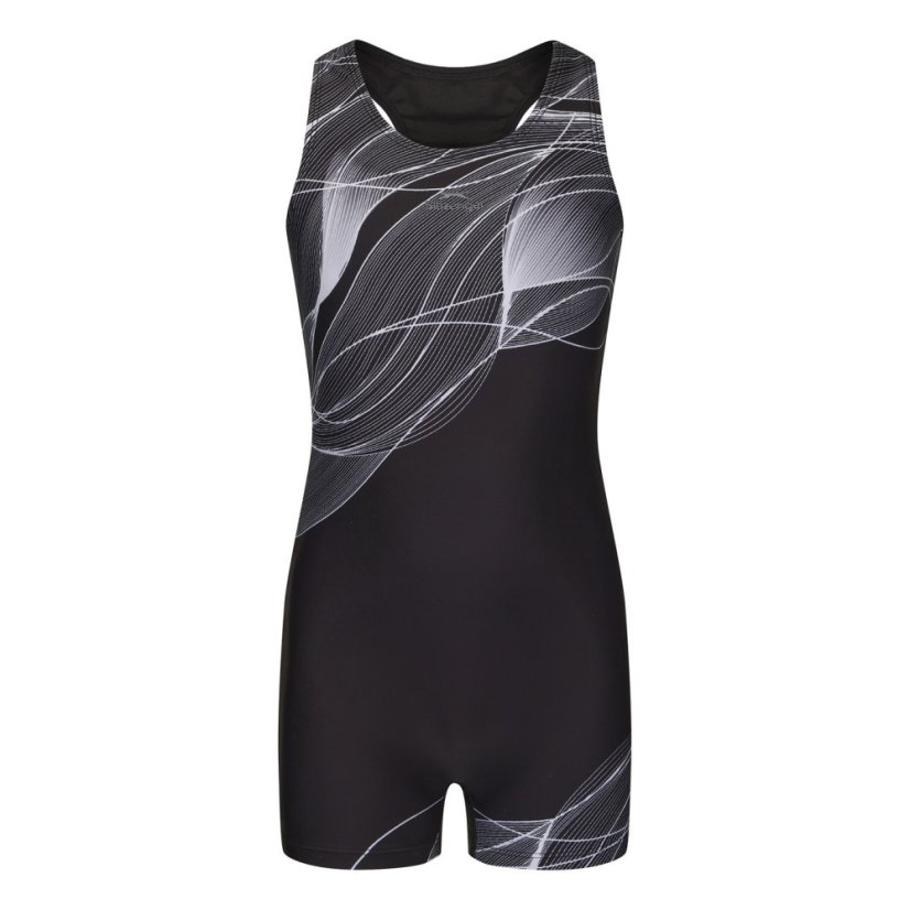 Slazenger LYCRA® XTRA LIFE™ Boyleg Swimming Suit Junior Girls Black/Grey