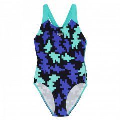 Speedo Tetris All Over Print Swimming Costume Junior 11-12 let