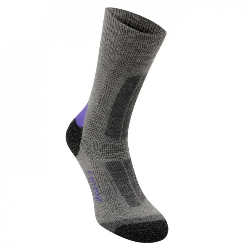 Karrimor 2Pk Trekking Socks Ladies Grey/Purple