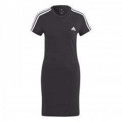 adidas Essentials 3-Stripes Fitted Tee Dress Womens Black