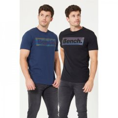 Bench Mens Two Pack Printed T-shirt Black/Navy