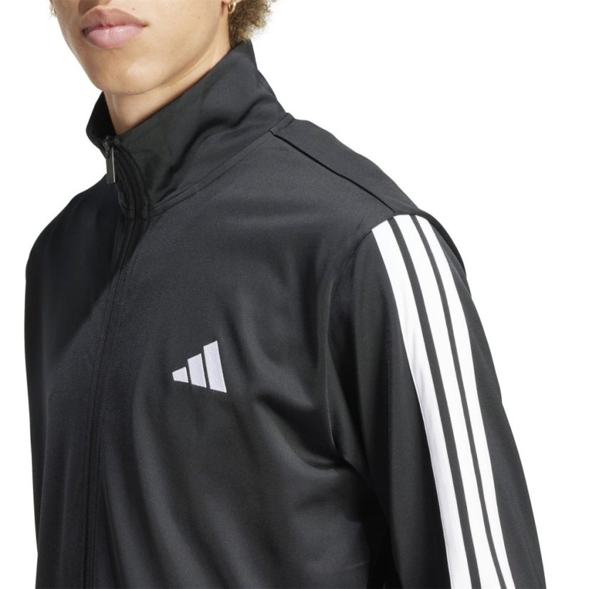 adidas Basic 3 - Stripes Tricot Tracksuit Black