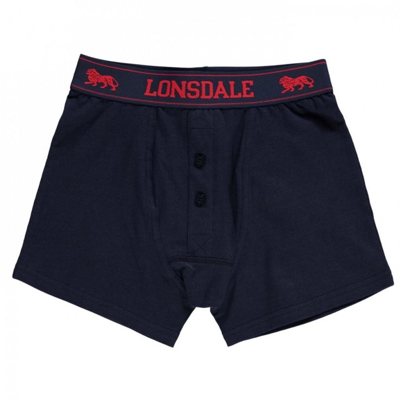 Lonsdale 2 Pack Boxers Junior Navy/Bright Red