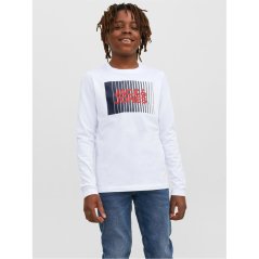 Jack and Jones Logo Long Sleeve Tee Juniors White