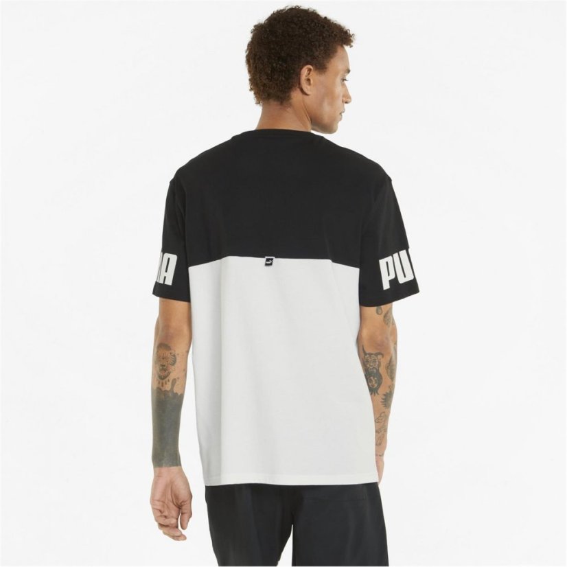 Puma Power Colorblock Tee Mens Puma Black