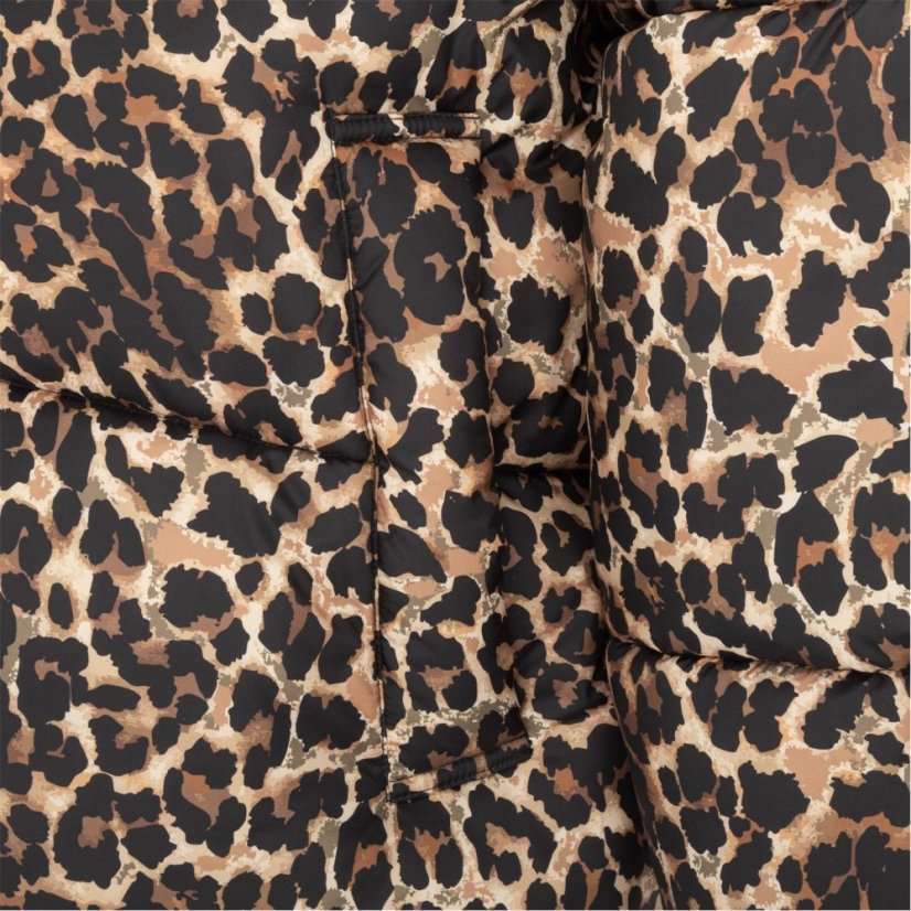 Firetrap Women's Quilted Detachable Hood Long Sleeve Oversized Fit Medium Puffer Jacket Leopard Print