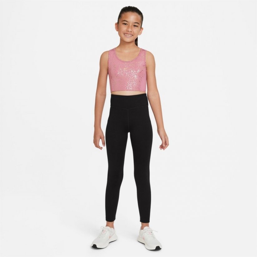 Nike Dri-FIT One Big Kids' (Girls') Crop Tank Pink/Gold - Velikost: 13 let