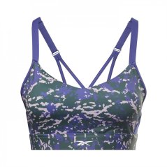 Reebok Women's Lux Speckle Modern Safari Strappy Medium Impact Sports Bra Forgrn