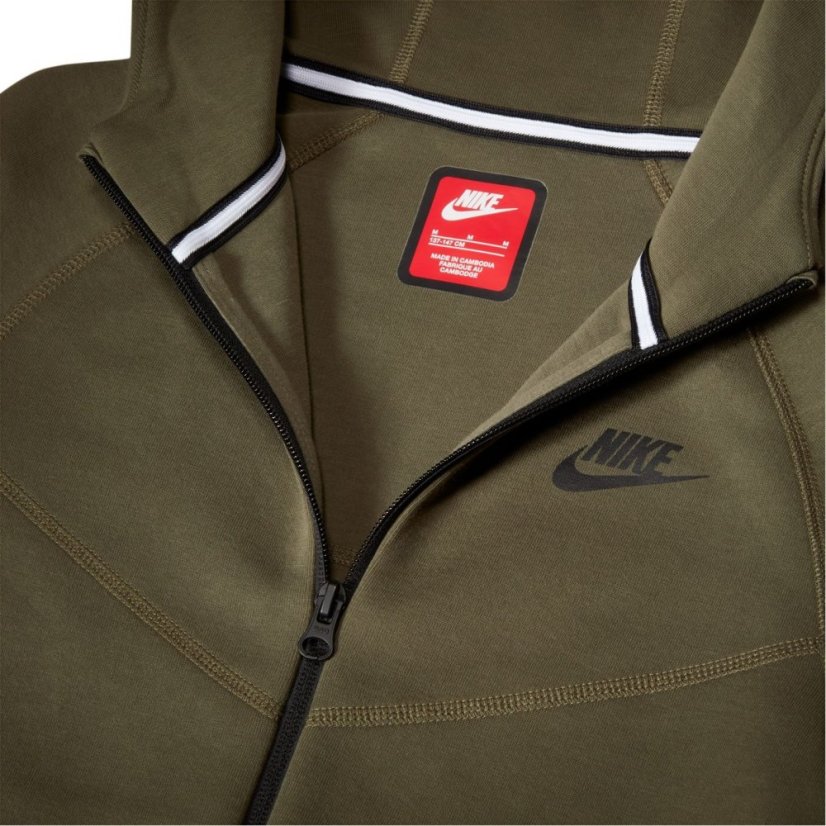 Nike Sportswear Tech Fleece Big Kids' Full-Zip Hoodie Khaki/Black