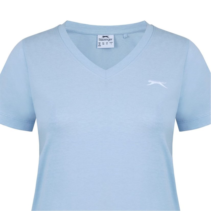 Slazenger Ladies V Neck Tee Shirt Light Blue