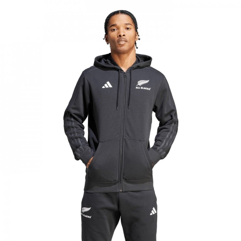 adidas All Blacks 3 Stripe Full Zip Hoodie 2023 Adults Black