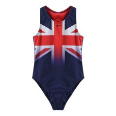 Slazenger Kids' Union Jack Racer Back One Piece Swimsuit Blue/Red/Wht