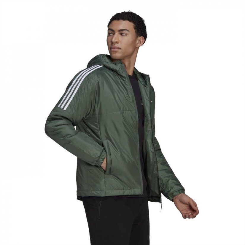 adidas Essentials Insulated Hooded Jacket Mens Green Oxide