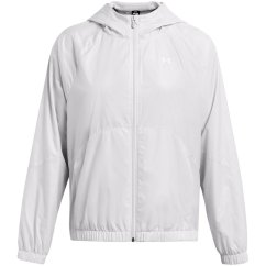 Under Armour Women's Rival Sport Water Resistant Wind Resistant Long Sleeve Hooded Oversized Fit Windbreaker Halo Grey