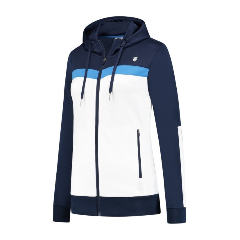 K Swiss Kids' Core Team Hooded Long Sleeve Full Zip Performance Tennis Jacket Navy/Wht/Blue