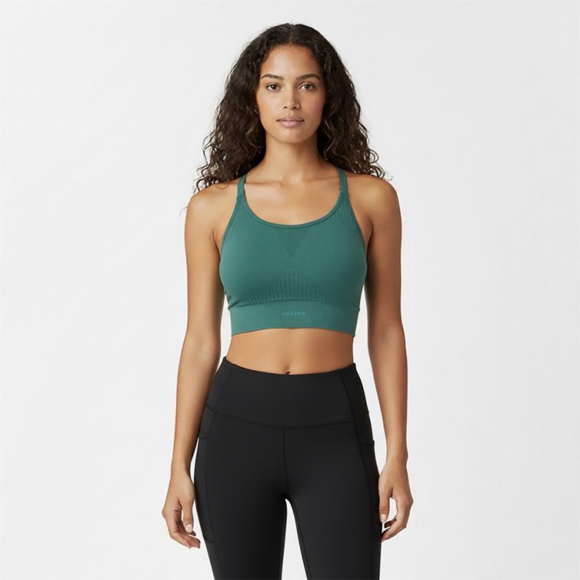USA Pro UP Seamless Adjustable Sports Bra Forest Green