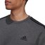 adidas Mens Crew 3-Stripes Pullover Sweatshirt Dark Grey