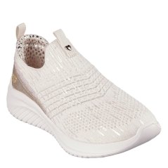 Skechers Stretch Fit Mesh W Overlays & Air C Slip On Runners Girls Natural/Gold