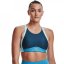 Under Armour Armour Ua Infinity Mid High Neck Shine Bra Medium Impact Sports Womens Blue