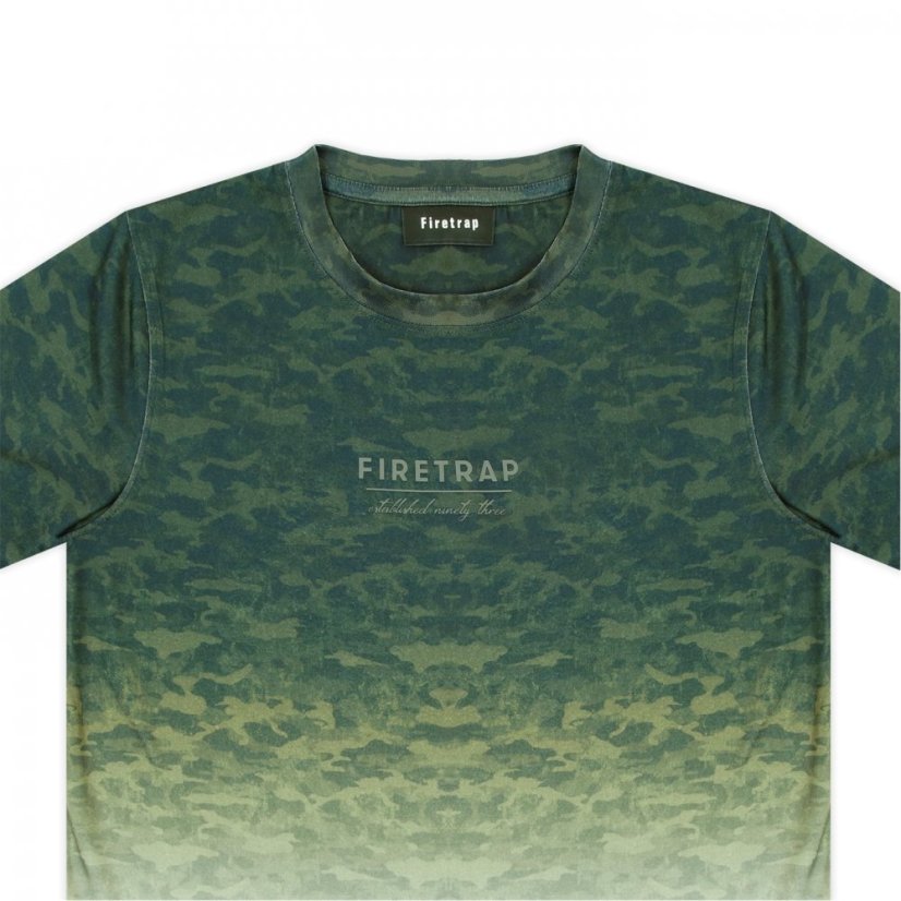 Firetrap Sub T Shirt Junior Boys Green Camo