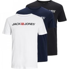 Jack and Jones Corp Logo 3-Pack pánské tričko White