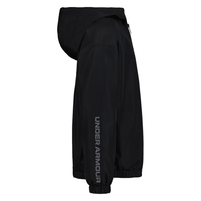Under Armour Kids' Windbreaker Water-Repellent Windproof Hooded Long Sleeve Rain Anorak Black/Black