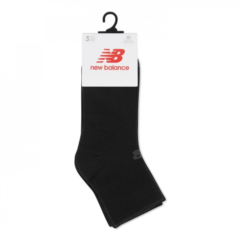 New Balance 3 Pack Ankle Socks Black