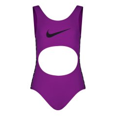 Nike Swimming Icon taped logo cutout swimsuit Juniors Bold Berry