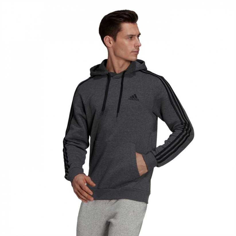 adidas Essentials Fleece 3-Stripes pánska mikina Dark Grey/White