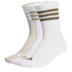 adidas 3-Pack Crew Socks Adults White/Brown 3S