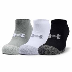 Under Armour HeatGear Adults No Show Socks 3 Pack Steel/White