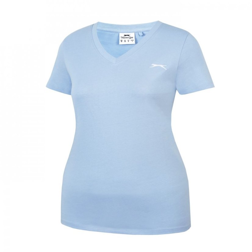 Slazenger Ladies V Neck Tee Shirt Light Blue