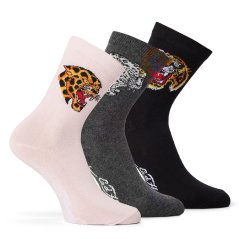 Ed Hardy Women's 3 Pack Dress Crew Socks Multi