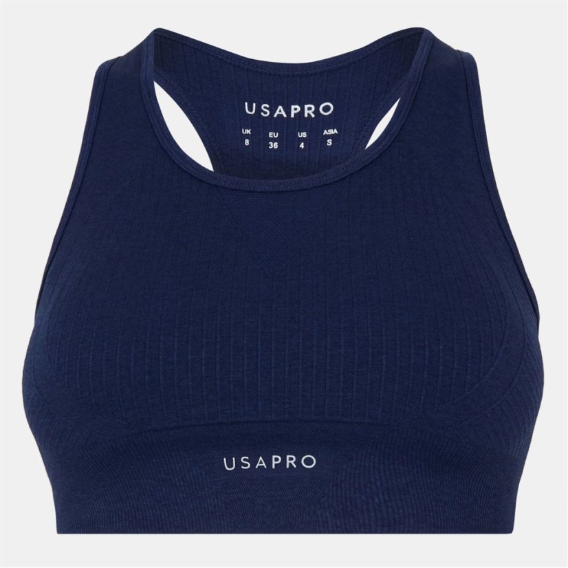 USA Pro UP Seamless Crop Sports Bra Navy