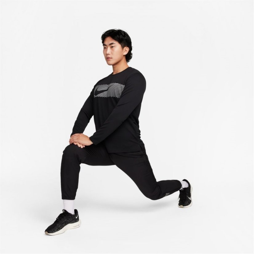 Nike Miler Flash Men's Dri-FIT UV Long-Sleeve Running Top Black