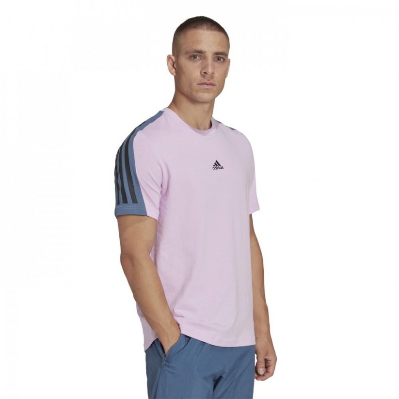 adidas 3 Stripe pánske tričko Bliss Lilac - Veľkosť: XL