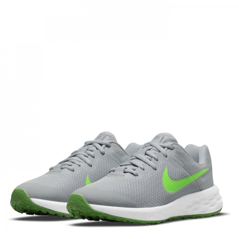 Nike Revolution 6 Junior Running Shoes Grey/Green