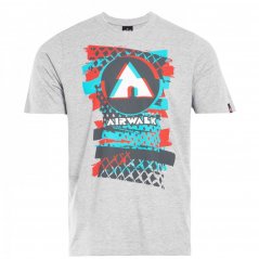 Airwalk Graphic T Shirt Mens Grey Marl