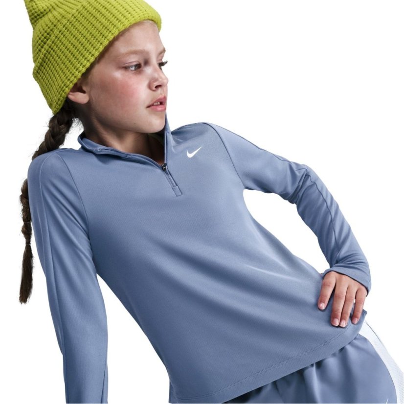Nike Older Girls DRI-FIT Long Sleeve Half Zip Indigo