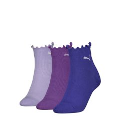 Puma Women Ruffle Quarter 3p Sock Womens Purple Combo