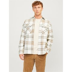Jack and Jones Men's Raymond Long Sleeve Overshirt Cloud Dancer