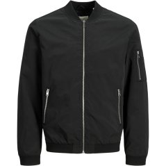 Jack and Jones Men's Rush Water-Resistant Long Sleeve Bomber Jacket Black