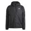 adidas 3 Stripe Essential Hooded Jacket Mens Black