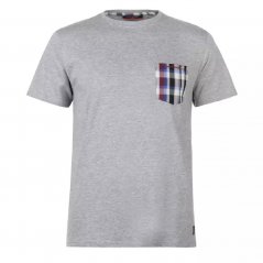 Pierre Cardin Single Checked Pocket T Shirt Mens Grey Marl