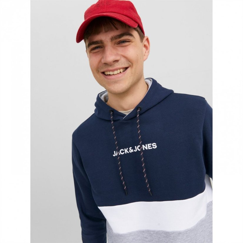 Jack and Jones Ereid Block Hoodie Navy Blazer